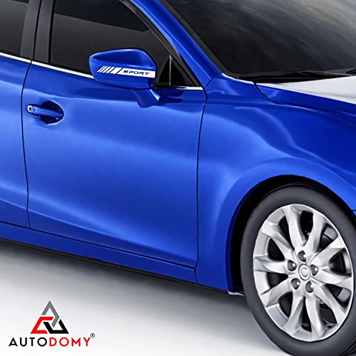 Autodomy Naklejki na Lusterko Boczne | Zestaw 6 Naklejek na Lusterka Samochodowe | Samoprzylepne Naklejki o Różnej Szerokości | Sportowy Design w Paski (Biały)
