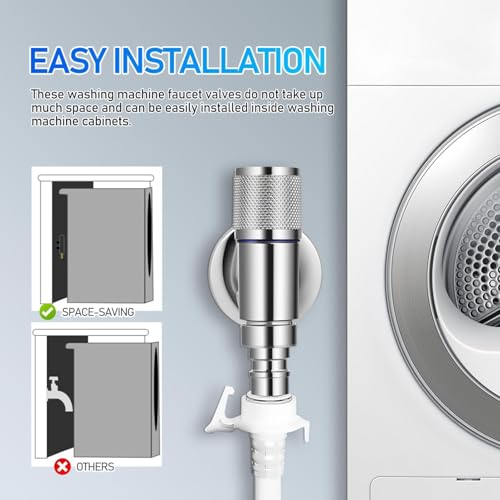 Image of Washing Machine Faucet, Water Spigot with Hose Handle, Washing Machine Tap Dishwasher Angle Valve Laundry Tap(Chrome Finish)