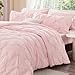 BEDELITE Baby Pink Queen Comforter Set - 3 Pieces Boho Pintuck Bedding Comforter Sets, Lightweight Soft & Warm Bed Comforter Queen with 2 Pillowcases for All Season