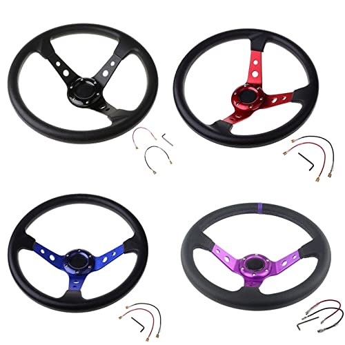Volante Desplazado MODIFICACIÓN DEL COCHE VIETARIO DEPORTIVO Universal 14 pulgadas / 35 0MM PVC Ruedas de dirección de cuero auto racing Volante Deportivo (Color : B)