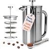 Prensa francesa de acero inoxidable sin tóxicos, sin plástico ni metales pesados, 34 oz | Acero de grado quirúrgico, filtro de 4 capas, doble pared aislada, mantiene el calor por más tiempo, marcas de medida, apta para lavavajillas, portátil 2