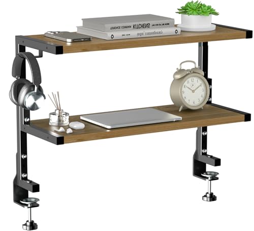 PUTORSEN Organisateur de Bureau à Pince de 24 Pouces, Étagère de Bureau à 2 Niveaux Au-Dessus ou...