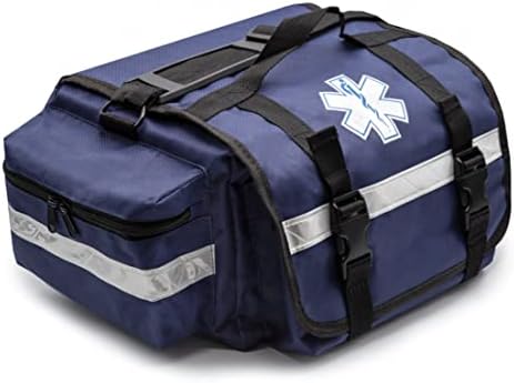 Primacare KB-RO74-B First Responder Trauma Bag, 17" x 9" x 7", Blue โ EMT/EMS Medical Supply Organizer with Padded Dividers, Multiple Compartments, Side Pockets, Reflective Strip, Durable Design