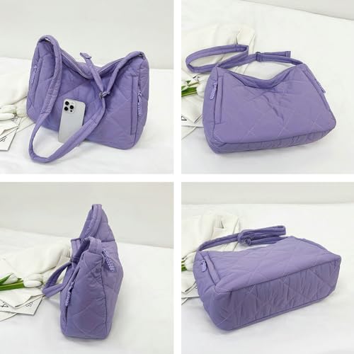 Large Women Quilted Tote Bag Puffer Hobo Handbag Lightweight Padding Shoulder Bag Nylon Padded Crossbody Purse 20252