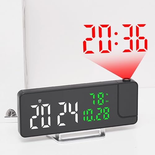 Despertador proyector y reloj digital de dormitorio con brillo ajustable para habitación 4