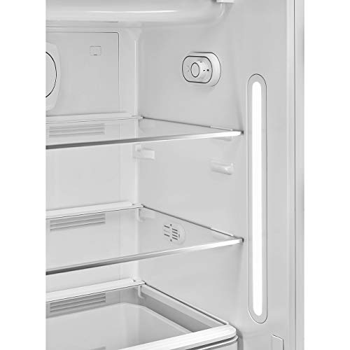 Image of Smeg FAB28 50's Retro Style Top Freezer Refrigerator with 9.93 Cu Total Capacity, Multiflow Cooling System, Adjustable Glass Shelves 24-Inches, Matte White Right Hand Hinge, FAB28URWHM3 Made In Italy