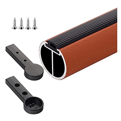 Percha redonda ajustable de aleación de aluminio con tiras antideslizantes, acabado moderno de cuero para cuarto de servicio/armario, diseño versátil y personalizable