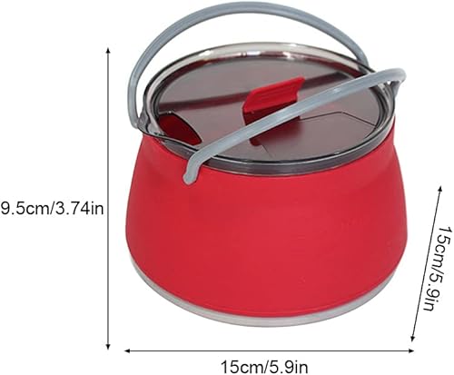 Miniatura 2 de Cacerola plegable, utensilios de cocina para campamento, senderismo, silicona plegable, hervidor de agua con tapa, utensilios de cocina, viaje,