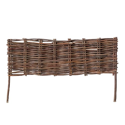 Borde de mimbre de mimbre natural para valla de jardín, 24 pulgadas, valla de estacas para parterres, patios y patios, decoración ecológica para exteriores
