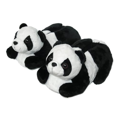 Onmygogo Indoor Fuzzy Winter Animal Panda and Cow Plush Slippers for Adult Women Men Boys Girls Kids