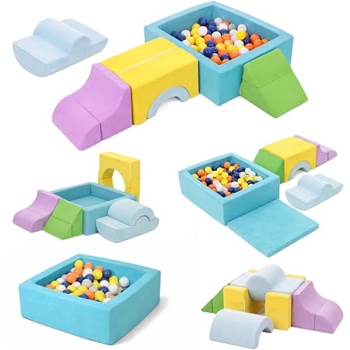 cossy Foam Climbing Blocks for Toddlers 30 x 28in Square Ball Pit for Babies 7pcs Toddler Climbing Toys Indoor Soft Play Set Baby Climbing Blocks Ideal for Crawling & Climbing(Balls Not Included)