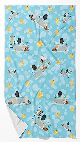 Caroline's Treasures WDK5768BTLG Black Poodle in Bathtub Bath Towel Large