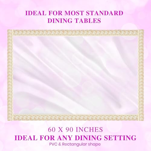 Image of Table Cloth, Center Table Cover, PVC Rectangular Table Cover, 15 mm Thick, Dining Table Cover 6 Seater for Home, Hotel, Office & Restaurant, Gold Lace (60x90 Inch)