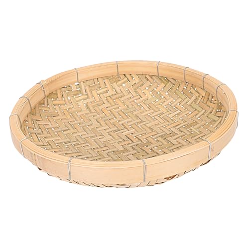 HOLIDYOYO Shau ?? for Drying and Storage Drying Basket Seagrass Storage Baskets Rattan Food Basket Wicker Baskets Cake Cone Round Fruit Sundries Storage Sieve Straw Khaki