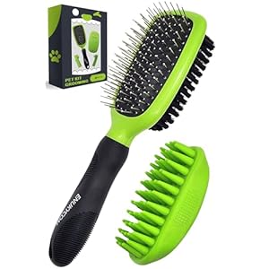 Double sided pet dog cat brush for detangling deshedding removing small mats plus rubber dog bath brush for grooming shedding massage skin care brush best pet detangler brush for cats dogs  urban country home decor