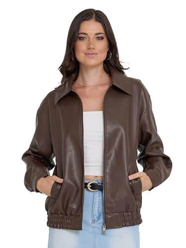 Steve Madden Leather Jacket Women – Faux Leather Oversized Bomber Jacket Women, Plus Size Motorcycle Jackets