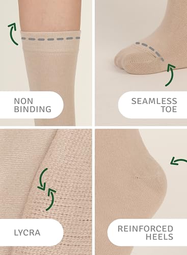 Image of Women's Bamboo Dress Socks, Crew for Business Trouser Casual, Soft, Thin & Seamless, Size 6-9 /9-12 (3, 4 or 5 Pairs)