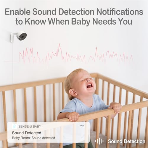 Sense-U Monitor De Bebê Com Câmera Wifi HD 1080P E Áudio De Fundo, Monitor De Bebê De Vídeo Com Visã