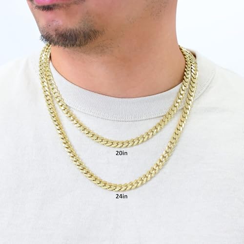 Nuragold 10k Real Yellow Gold Royal Monaco 7.5mm Miami Cuban Link Necklace (16"-30") Italian Jewelry for Men & Women2