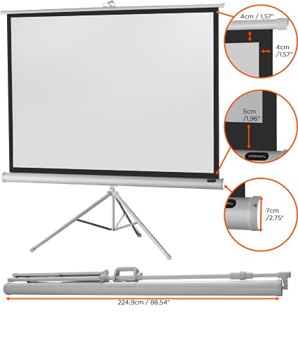 celexon Economy Stativ-Leinwand wei&szlig; 105 | 211x160 cm 4:3 | mobil transportable 4K, Full-HD Beamerleinwand mit manuellem Rollauszug f&uuml;r Heimkino, B&uuml;ro & Outdoor | inkl. Standfu&szlig; + Tragegriff