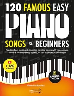 120 Famous Easy Piano Songs for Beginners: Popular Sheet Music and Simplified Classical Pieces, With Videos, Music Theory & Technique, Step by Step, for Kids or Amateurs of Any Age