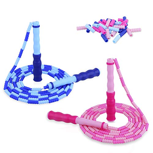 Jump Rope Kids Beaded Jump Rope, 2 Pack with 32 Spare Beads, Soft