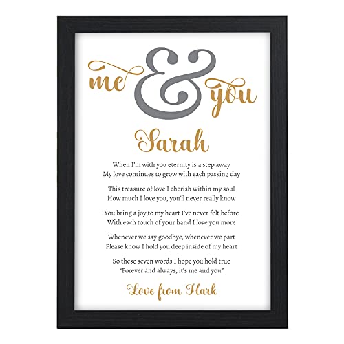 Image of Me and You Poem Gifts for Couples, Husband, Wife, Boyfriend, Girlfriend, Mr and Mrs - Personalised Wedding Anniversary, Birthday, Christmas Gifts for Him, Her - Valentines Gifts for Couples