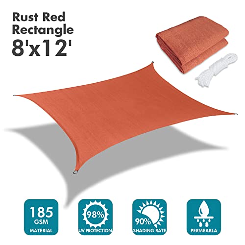 Image of KANAGAWA 8'x12' Sun Shade Sail Rust Red Curved Rectangle
