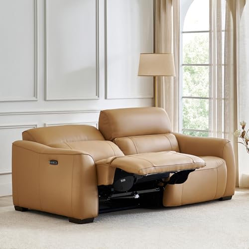 Image of Home Centre | Avelino Electric Half Leather 3-Seater Recliner | Recliner Sofa for Living Room | Pine Wood, Solid Wood | Brown | 1 Year Warranty