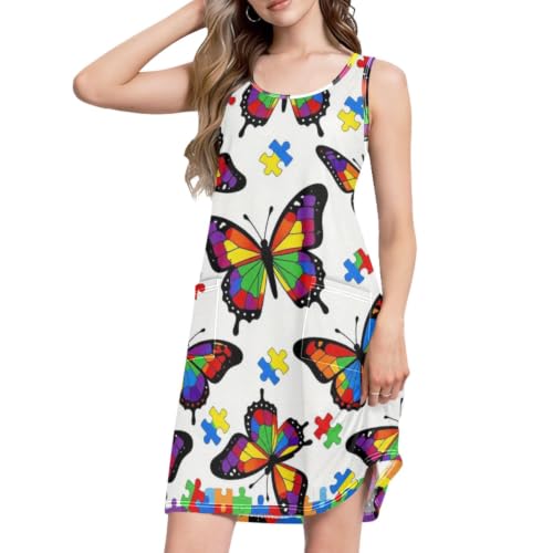 Robe d'été pour femme S-3XL tissu doux imprimé avec poches