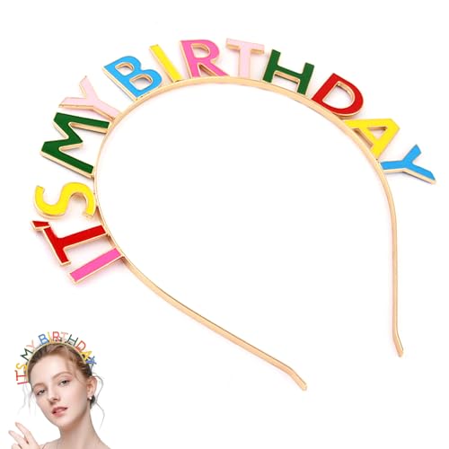 JOYVOX Colorful Birthday Headband with Bold Statement - Birthday Crown ITS MY BIRTHDAY Headband Fun Party Hair Accessory for Girls and Women