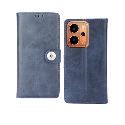 Image of amazon basics Realme P4 Power 5G Flip Cover | Card Pockets Wallet & Stand | Flip Cover for Realme P4 Power 5G (Blue Button)