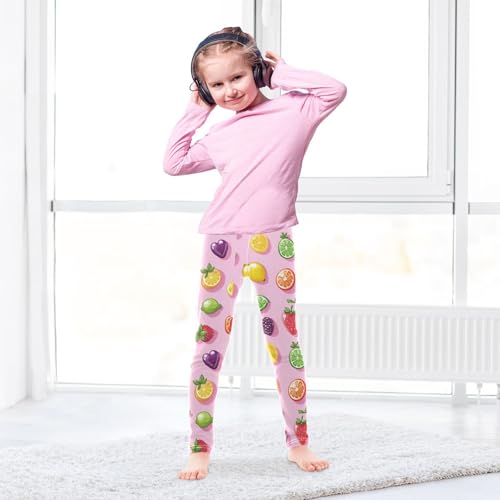 Cute Lemon Blueberry Mango Gummy Jelly Candy Girls Leggings Kids Yoga Pants Dance Active Tights 4T4