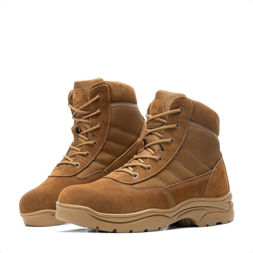 NORTIV 8 NORTIV 8 Men's Waterproof Tactical Work Boots Leather Outdoor Hiking Military 6 Inches Motorcycle Combat Boots,Size 7,Coyote