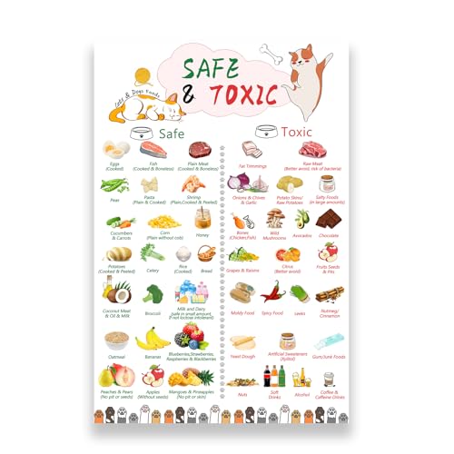 Magnetic Safe Foods Guide for Dogs and Cats,Dog Feeding Chart Fridge Magnet,Foods Dogs Shouldnt Eat Chart Decorative Magnets,Dog Safety Emergency Numbers Magnet-11.8