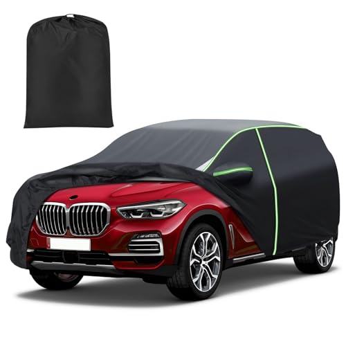 Mixsuper Liner Car Cover for BMW X5 2007-2026, 7 Layers Waterproof Car Cover Accessories for X5 with Zipper Door, Windproof Straps, Reflective Strips, Anti-UV, All Weather