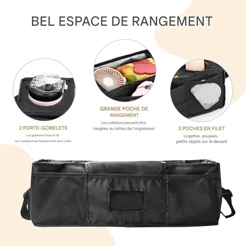 Organisateur de poussette avec porte-gobelet isotherme pour sorties et voyages - 4
