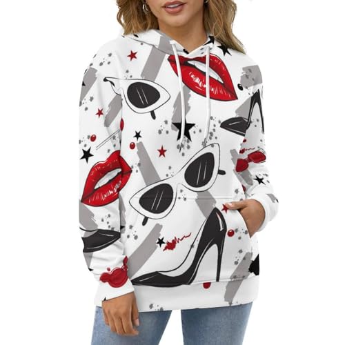 Sweat à capuche Lips High Heels UMENG pull confortable pour vos sorties - 5