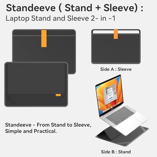 Image of Smatree MobileBase Laptop Shoulder Sleeve for 15.3 inch Macbook Air M4 2025 /M3 2024 /M2 A3114, for 16 inch Macbook Pro M4 2024 /M3 /M2 2023 A2991 A2780 A2485, Hard Laptop Carrying Case with Stand (A485S)
