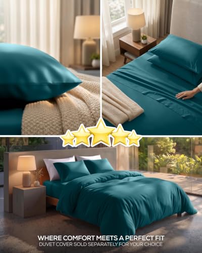 Image of Utopia Bedding Queen Sheet Set 4 Piece Soft Sheets - Teal