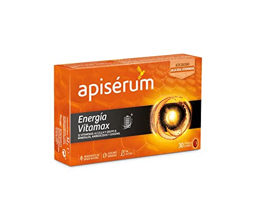 APISERUM Vitamax Cápsulas - Aporte de Energía Extra y Vitalidad Favorece el rendimiento físico e intelectual Con Jalea Real, Vitaminas A,C,D,E,H y grupo B, Minerales, Aminoácidos, Ginseng