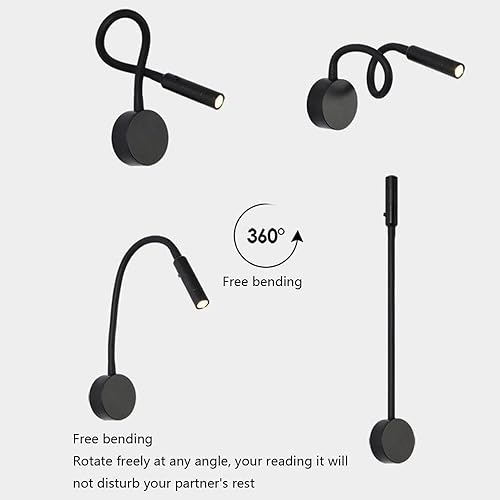 Miniatura 3 de Luces LED de lectura, lámpara de pared con cuello de cisne flexible, interruptor regulable táctil, luz nocturna de noche, lámpara de pared para