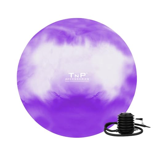 TnP Distribution Extra Thick Exercise Ball 65cm, Anti-Burst Gym Swiss Ball With Pump for Yoga, Pilates, Fitness, Home Gym, Pregnancy & Labour, Birthing & Heavy Duty Office (65cm - Purple)
