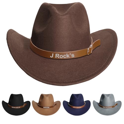 Custom Cowboy Hat for Toddler Boy,Personalized Kid Cowboy Hats for Boys Girls,Customized Leather Hatband with Names,Baby Cowboy Hat,3-10t Western Hat for Kids Brown