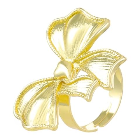 ZMJK Cute Bow Rings Metal Bow Tie Ring Multi Color Vintage Rings Alloy Open Ring Bow Adjustable Ring Jewelry for Women (Gold) Cover