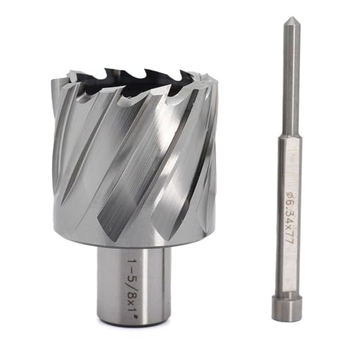 Image of OSCARBIDE 1-5/8"x1 Annular Cutter, 3/4 inch Weldon Shank, 1-5/8 inch Cutting Diameter, 1 inch Depth of Cut, 2 Flat Mag Drill Bit with Pilot Pin for Magnetic Drill Press,1 Piece