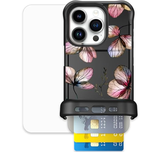 Scooch for iPhone 15 Pro Wallet Case Card Holder, Wingmate, Dried Flowers