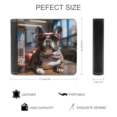 French Bulldog Wearing Sunglasses Bifold Wallets for Men Pu Leather Durable Personalized Mens Wallets for Work Or Daily Use2