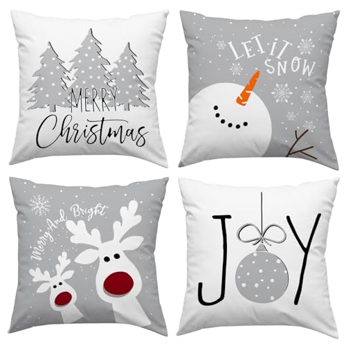 Weihnachtsdeko Innen Weihnachtskissen 4er Kissenbezug 40x40...