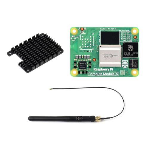 Image of CM5 Waveshare Pi Compute Module 5，Comes with an Official Raspberry Pi CM5002016 (Without Wireless, 2GB RAM, 16GB eMMC Flash), an Antenna Kit and a HEATSINK. (3 Items)